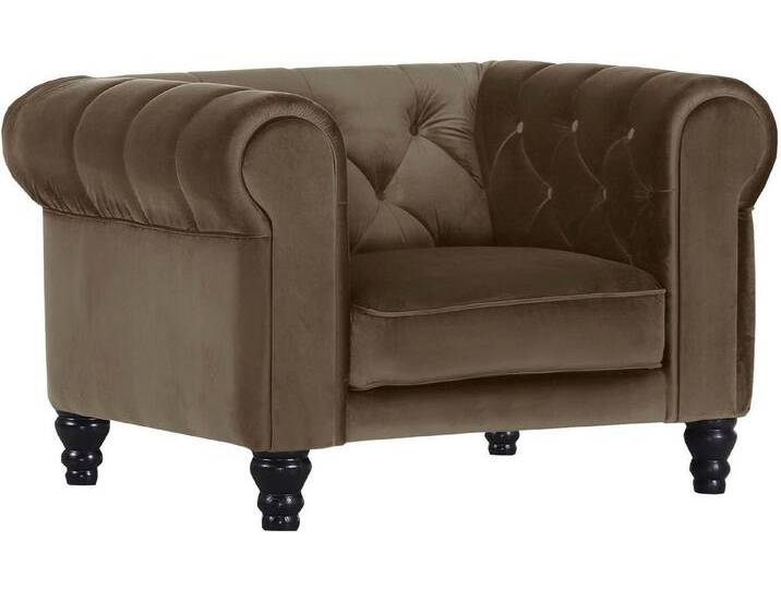 Gutmann Factory Chesterfield-Sessel, braun, mit Holzfüßen von Gutmann-Factory
