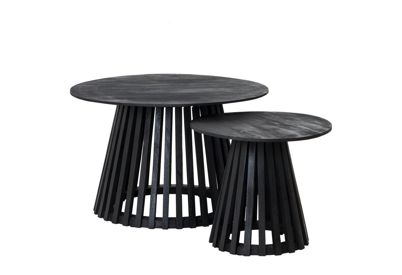 Gutmann Factory Couchtisch 2-teiliges Set CORBY, Schwarz, Mangoholz massiv, Ø 70 x H 45 cm, Ø 45 x H 40 cm von Gutmann Factory