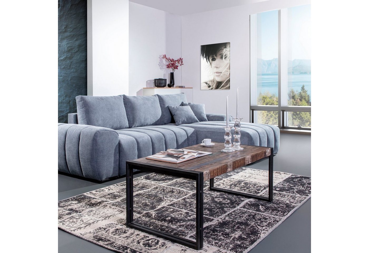 Gutmann Factory Couchtisch Titan, moderne Kombination aus Metall und Massivholz von Gutmann Factory