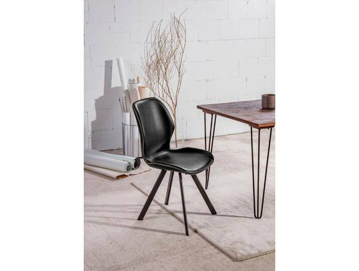 Gutmann Factory Esszimmerstuhl Chill (Set, 2 St), mit markanter Zick-Zack-Naht, schwarz, schwarz mit Naht in schwarz von Gutmann-Factory