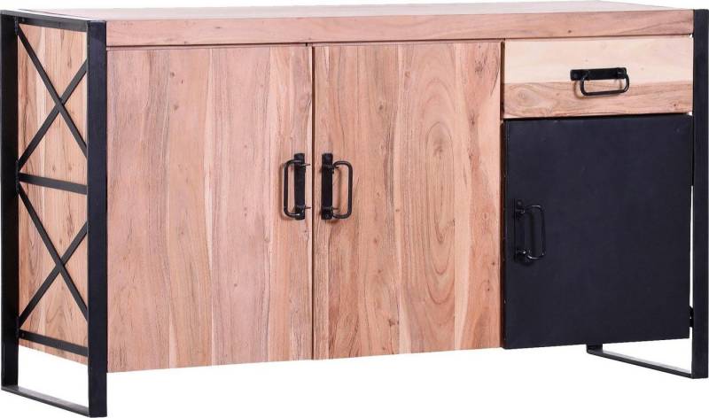 Gutmann Factory Sideboard Downtown, Kommode aus massivem Akazienholz mit Metallrahmen, Breite 150 cm von Gutmann Factory