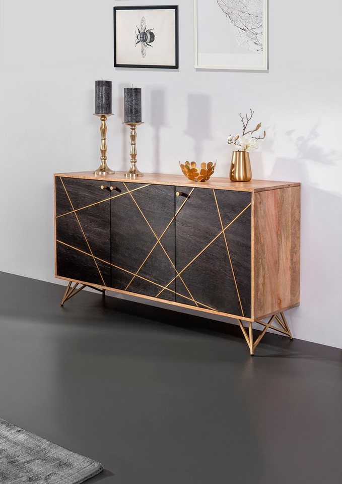 Gutmann Factory Sideboard Lennon, Kommode mit Echtsteinfurnier und Messingapplikationen von Gutmann Factory