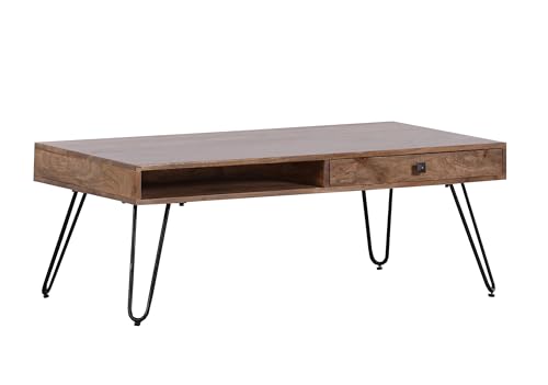 Gutmann Factory Siesta Couchtisch, Wohnzimertisch, Sofatisch, Beistelltisch aus Mango massiv, Mangoholz, Natur, L110 B60 H40 cm von Gutmann Factory