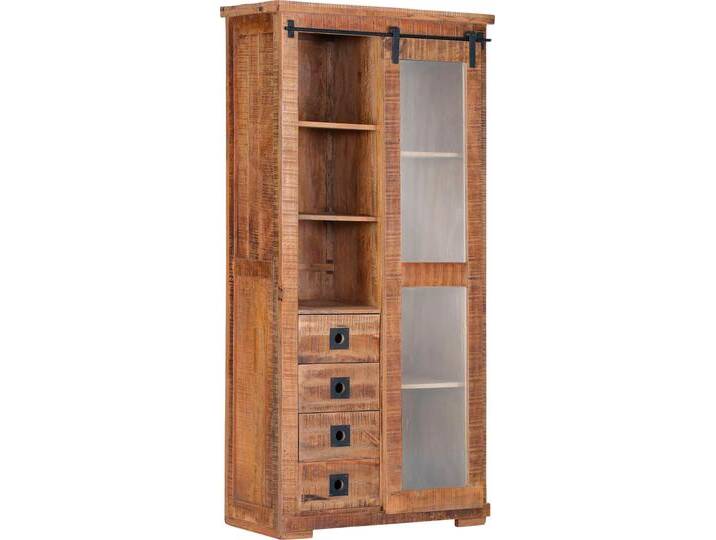 Vitrine GUTMANN FACTORY Kamerun , beige (natur), B:90cm H:190cm T:47cm, Massivholz, Schränke von Gutmann-Factory