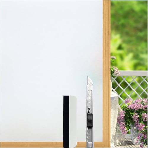Gutsbox Milchglasfolie Selbstklebend Fenster, 40x400cm Fensterfolie Blickdicht Sichtschutz Fenster, Statische Fensterfolie Selbsthaftend Fensterfolie Milchglas, Milchglasfolie Selbstklebend Fenster von Gutsbox