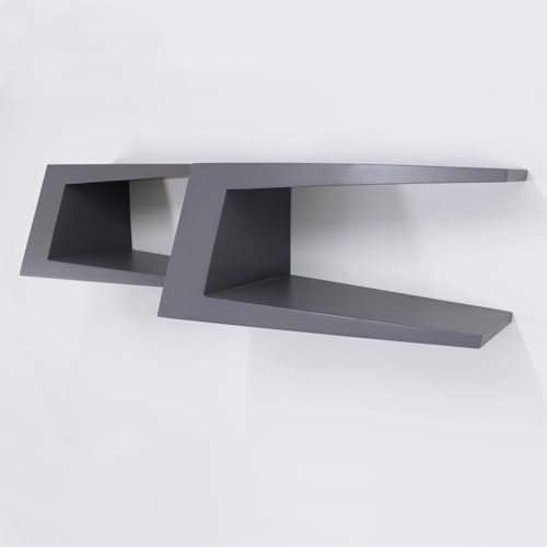Gutshof VISION Designer Regale Lounge Bücherregal Set angeschrägt Spezial Lackierung Matte Weiß oder Beton-Optik, Oberflächenstruktur:Dunkelgrau von Gutshof VISION