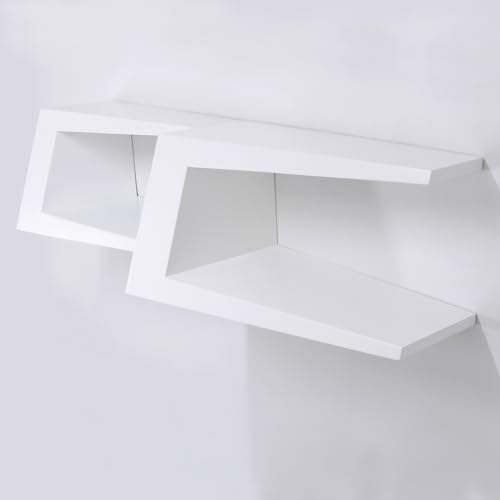Gutshof VISION Designer Regale Lounge Bücherregal Set angeschrägt Spezial Lackierung Matte Weiß oder Beton-Optik, Oberflächenstruktur:Weiß von Gutshof VISION