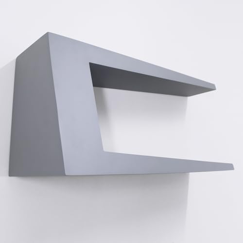Gutshof VISION Holz-Möbel Bücherregal Wandregal DID-29 Designer Möbel robust belastbar Matte Lackierung in Weiß oder Beton-Optik, Oberflächenstruktur:Hellgrau von Gutshof VISION
