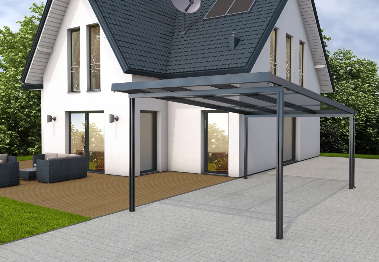 Gutta Premium Carport 309,4 x 562 cm, anthrazit, Acryl klar 16 mm von Gutta