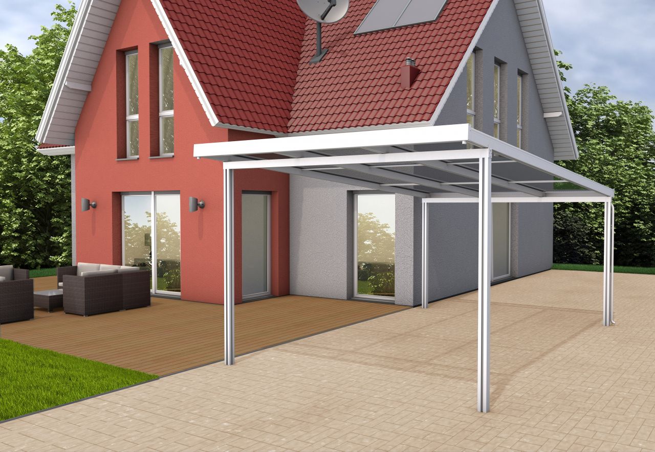 Gutta Premium Carport 309,4 x 562 cm, weiß, PC bronce 16 mm von Gutta