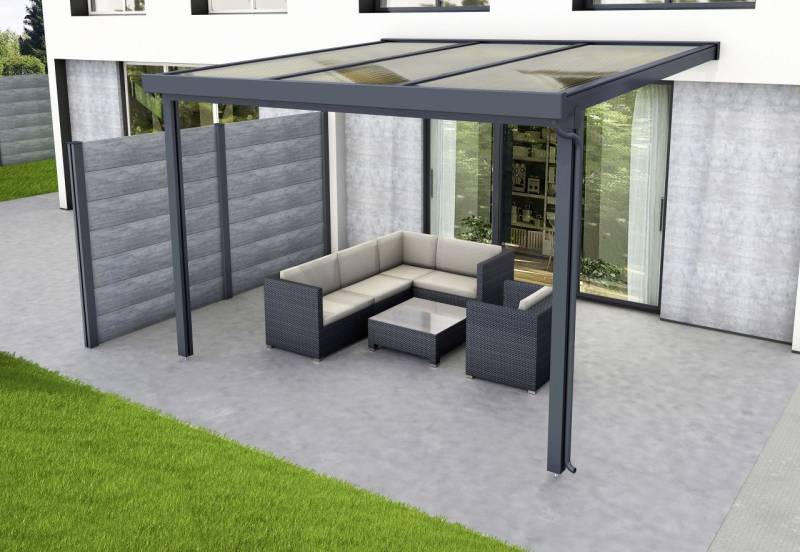 Gutta Premium Terrassendach 309,4 x 306 cm anthrazit Acryl bronce 16 mm von Gutta