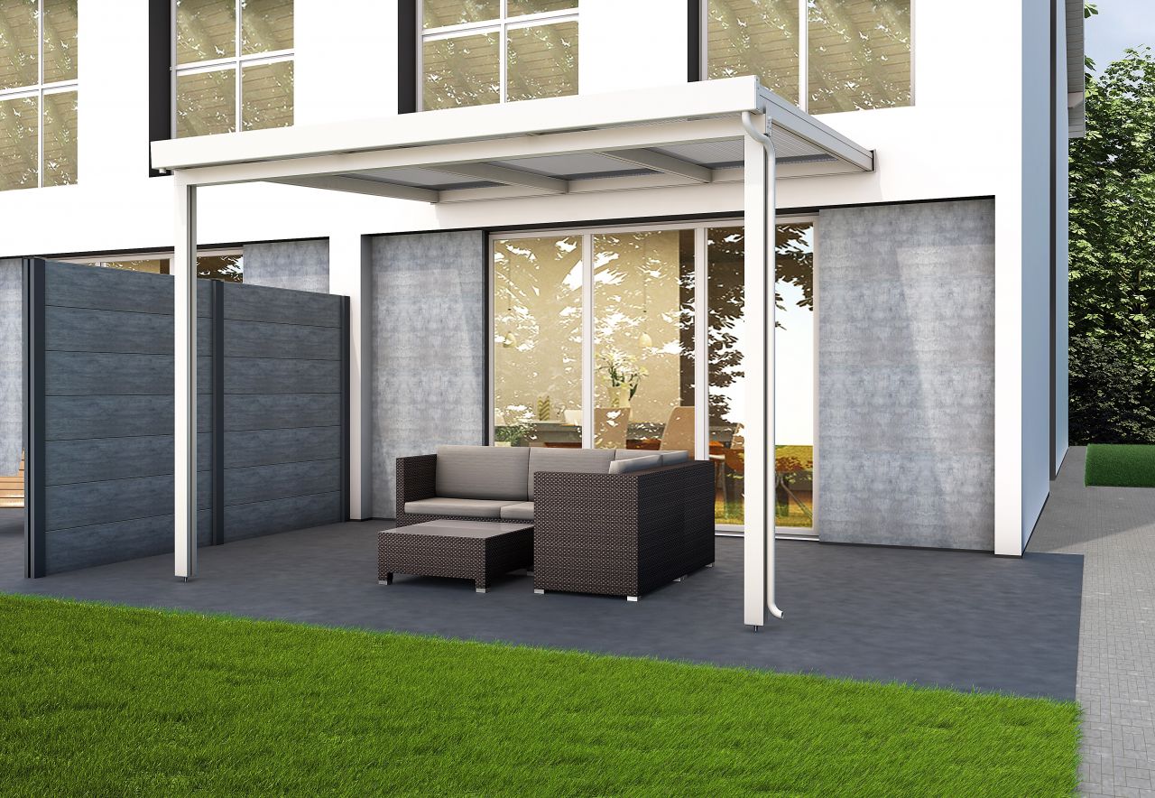 Gutta Premium Terrassendach 309,4 x 306 cm weiß PC weiß opal 16 mm von Gutta