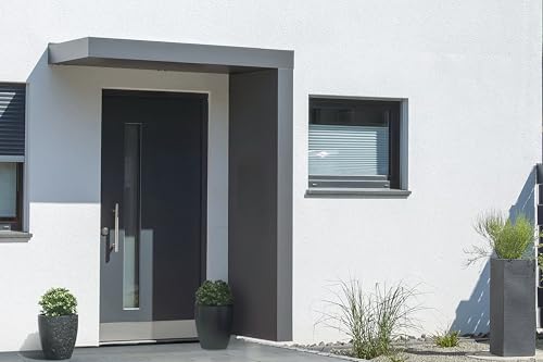 Gutta Rechteckvordach BS Plus 160 (SM) mit Seitenteil rechts - Anthrazit | Sondermaß: 100-199 x 35-90 x 15,5 cm und Seite 140-250 x 35-90 x 14,5 cm (BxTxH) von Gutta