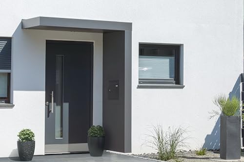 Gutta Rechteckvordach BS Plus 160 (SM) mit Seitenteil rechts - Anthrazit und BK Standard Anthrazit | Sondermaß: 100-199 x 50-90 x 15,5 cm und Seite 140-250 x 50-90 x 14,5 cm (BxTxH) von Gutta