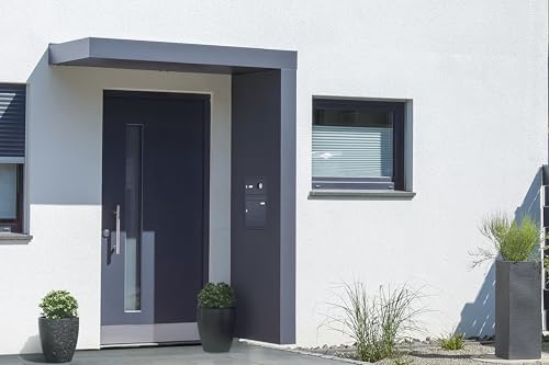 Gutta Rechteckvordach BS Plus 160 (SM) mit Seitenteil rechts - Anthrazit und BK Audio Anthrazit | Sondermaß: 100-199 x 50-90 x 15,5 cm und Seite 140-250 x 50-90 x 14,5 cm (BxTxH) von Gutta