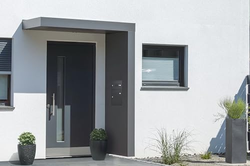 Gutta Rechteckvordach BS Plus 160 (SM) mit Seitenteil rechts - Anthrazit und BK Fuka Anthrazit | Sondermaß: 100-199 x 50-90 x 15,5 cm und Seite 140-250 x 50-90 x 14,5 cm (BxTxH) von Gutta