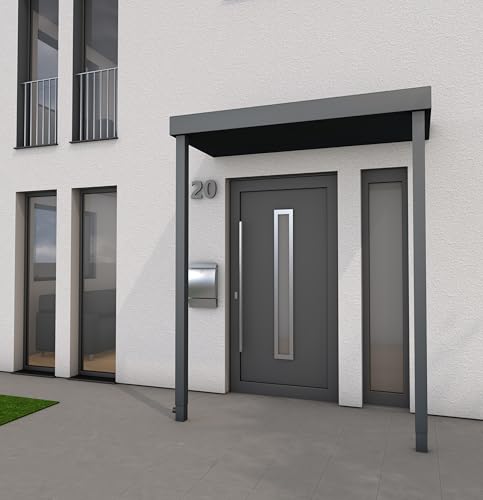 Gutta Rechteckvordach BS Plus 160 mit 2 Pfosten Links - Anthrazit | Maße: 160 x 90 x 15,5 cm (BxTxH) von Gutta