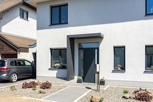 Gutta Rechteckvordach BS Plus 160 mit Seitenteil Links - Anthrazit | Maße: 160 x 90 x 15,5 cm und Seite 220 x 90 x 14,5 (BxTxH) von Gutta