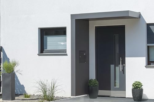 Gutta Rechteckvordach BS Plus 160 mit Seitenteil Links - Anthrazit und BK Standard Anthrazit | Maße: 160 x 90 x 15,5 cm und Seite 220 x 90 x 14,5 (BxTxH) von Gutta