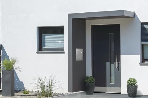Gutta Rechteckvordach BS Plus 160 mit Seitenteil Links - Anthrazit und BK Standard Edelstahl | Maße: 160 x 90 x 15,5 cm und Seite 220 x 90 x 14,5 (BxTxH) von Gutta