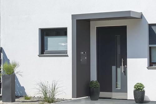 Gutta Rechteckvordach BS Plus 160 mit Seitenteil Links - Anthrazit und BK Video Anthrazit | Maße: 160 x 90 x 15,5 cm und Seite 220 x 90 x 14,5 (BxTxH) von Gutta
