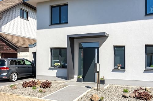 Gutta Rechteckvordach BS Plus 200 mit Seitenteil Links - Anthrazit | Maße: 200 x 90 x 15,5 cm und Seite 220 x 90 x 14,5 (BxTxH) von Gutta