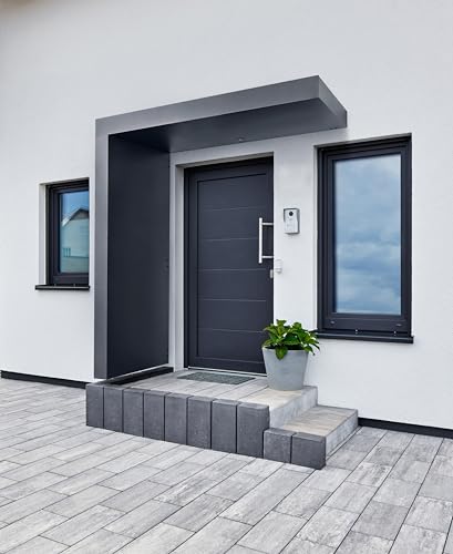 Gutta Rechteckvordach BS Plus 200 mit Seitenteil Links - Anthrazit mit Melder | Maße: 200 x 90 x 15,5 cm und Seite 220 x 90 x 14,5 (BxTxH) von Gutta