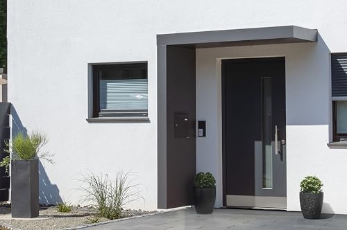 Gutta Rechteckvordach BS Plus 200 mit Seitenteil Links - Anthrazit und BK Standard Anthrazit | Maße: 200 x 90 x 15,5 cm und Seite 220 x 90 x 14,5 (BxTxH) von Gutta