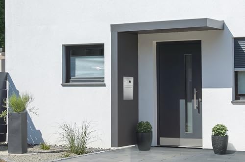 Gutta Rechteckvordach BS Plus 200 mit Seitenteil Links - Anthrazit und BK Video Edelstahl | Maße: 200 x 90 x 15,5 cm und Seite 220 x 90 x 14,5 (BxTxH) von Gutta