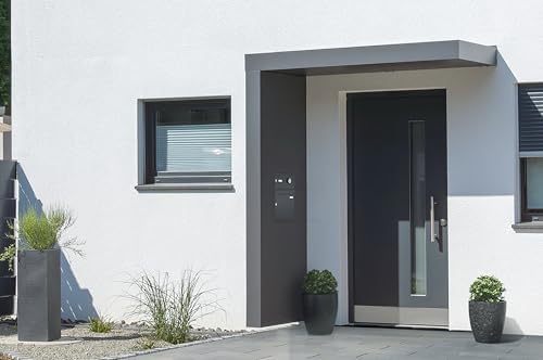Gutta Rechteckvordach BS Plus 200 mit Seitenteil Links - Sonderfarbe und BK Audio Anthrazit | Maße: 200 x 90 x 15,5 cm und Seite 220 x 90 x 14,5 (BxTxH) von Gutta