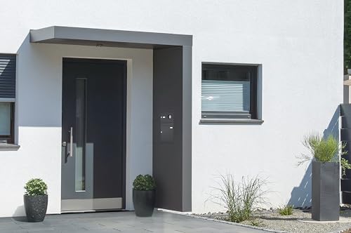 Gutta Rechteckvordach BS Plus 200 mit Seitenteil rechts - Anthrazit und BK Audio Anthrazit mit Melder | Maße: 200 x 90 x 15,5 cm und Seite 220 x 90 x 14,5 (BxTxH) von Gutta
