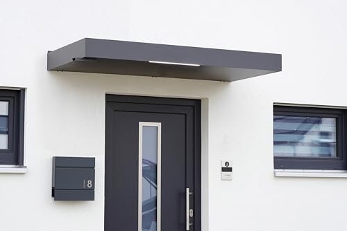Gutta Rechteckvordach BS Plus 200 mit Wasserspeier Links - Anthrazit | Maße: 200 x 90 x 15,5 cm (BxTxH) von Gutta