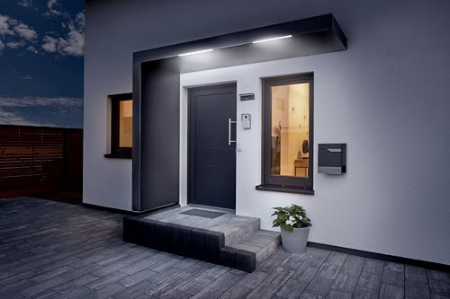 Gutta Rechteckvordach BS Plus 250 mit Seitenteil Links - Anthrazit mit Melder | Maße: 250 x 90 x 15,5 cm und Seite 220 x 90 x 14,5 (BxTxH) von Gutta