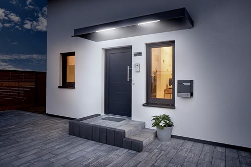 Gutta Rechteckvordach BS Plus 250 mit Wasserspeier Links - Anthrazit | Maße: 250 x 90 x 15,5 cm (BxTxH) von Gutta