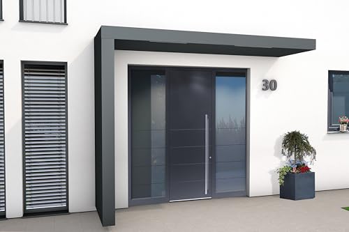 Gutta Rechteckvordach BS Plus 300 (SM) mit Seitenteil Links - Anthrazit und BK Audio Anthrazit | Sondermaß: 251-300 x 50-90 x 15,5 cm und Seite 140-250 x 50-90 x 14,5 cm (BxTxH) von Gutta