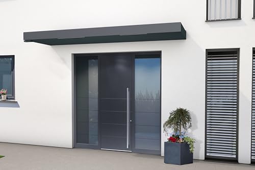 Gutta Rechteckvordach BS Plus 300 mit Wasserspeier Links - Anthrazit mit Melder | Maße: 300 x 90 x 15,5 cm (BxTxH) von Gutta