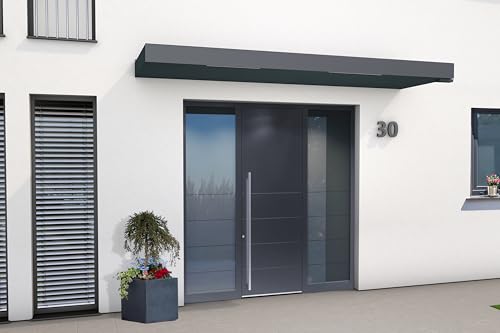 Gutta Rechteckvordach BS Plus 300 mit Wasserspeier rechts - Anthrazit mit Melder | Maße: 300 x 90 x 15,5 cm (BxTxH) von Gutta