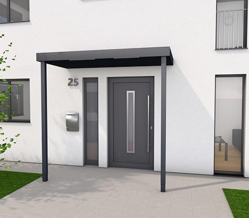 Gutta Rechteckvordach BS Plus XL mit 2 Pfosten Links - Anthrazit | Maße: 250 x 125 x 15,5 cm (BxTxH) von Gutta