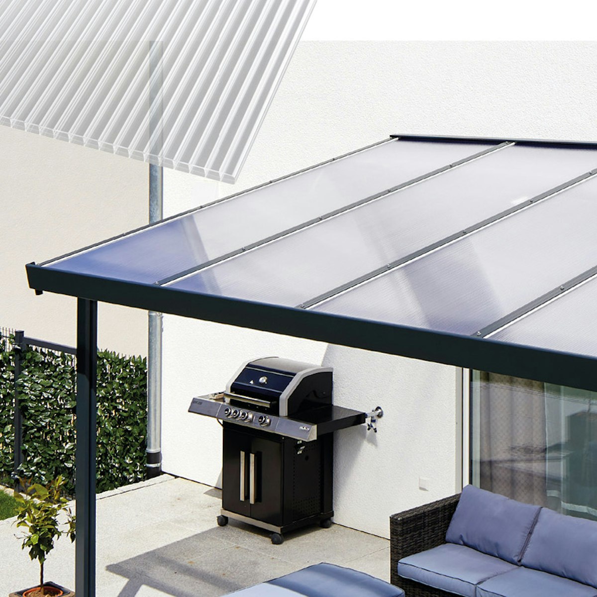 Gutta Terrassendachsystem Premium weiß/anthrazit 410,2 x 306 cm Polycarbonat klar Anthrazit Gutta Terrassendachsystem Premium weiß/anthrazit 410,2 x 306 cm Polycarbonat klar Anthrazit von Gutta