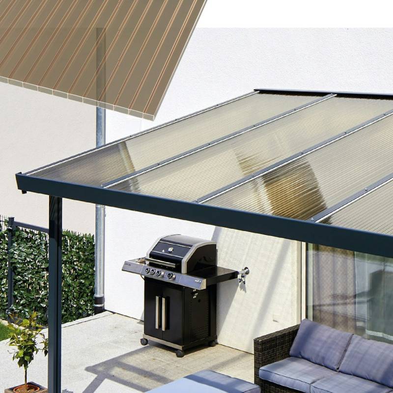 Gutta Terrassendachsystem Premium weiß/anthrazit 510 x 306 cm Acryl bronce Weiß von Gutta