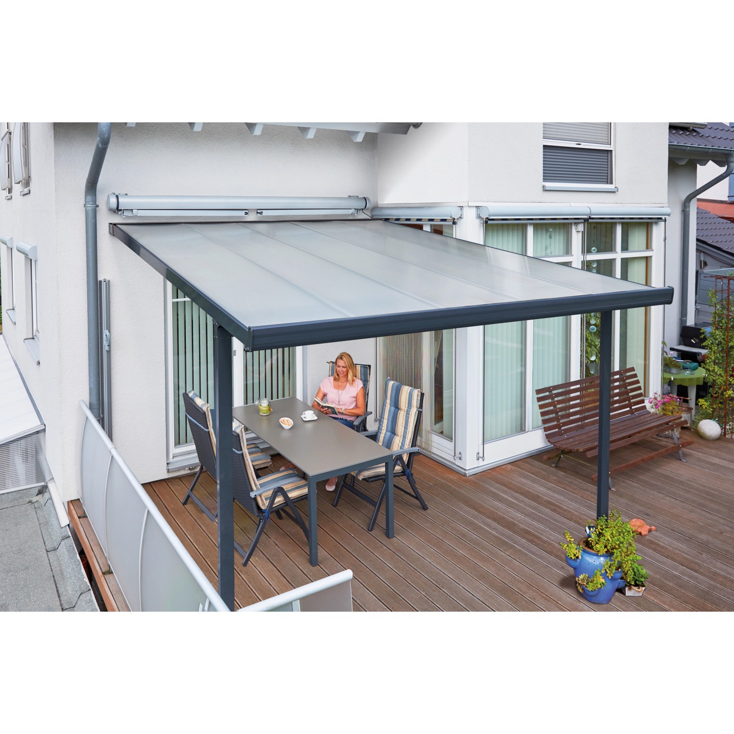 Gutta Terrassenüberdachung Bausatz Anthrazit 306 cm x 406 cm von Gutta