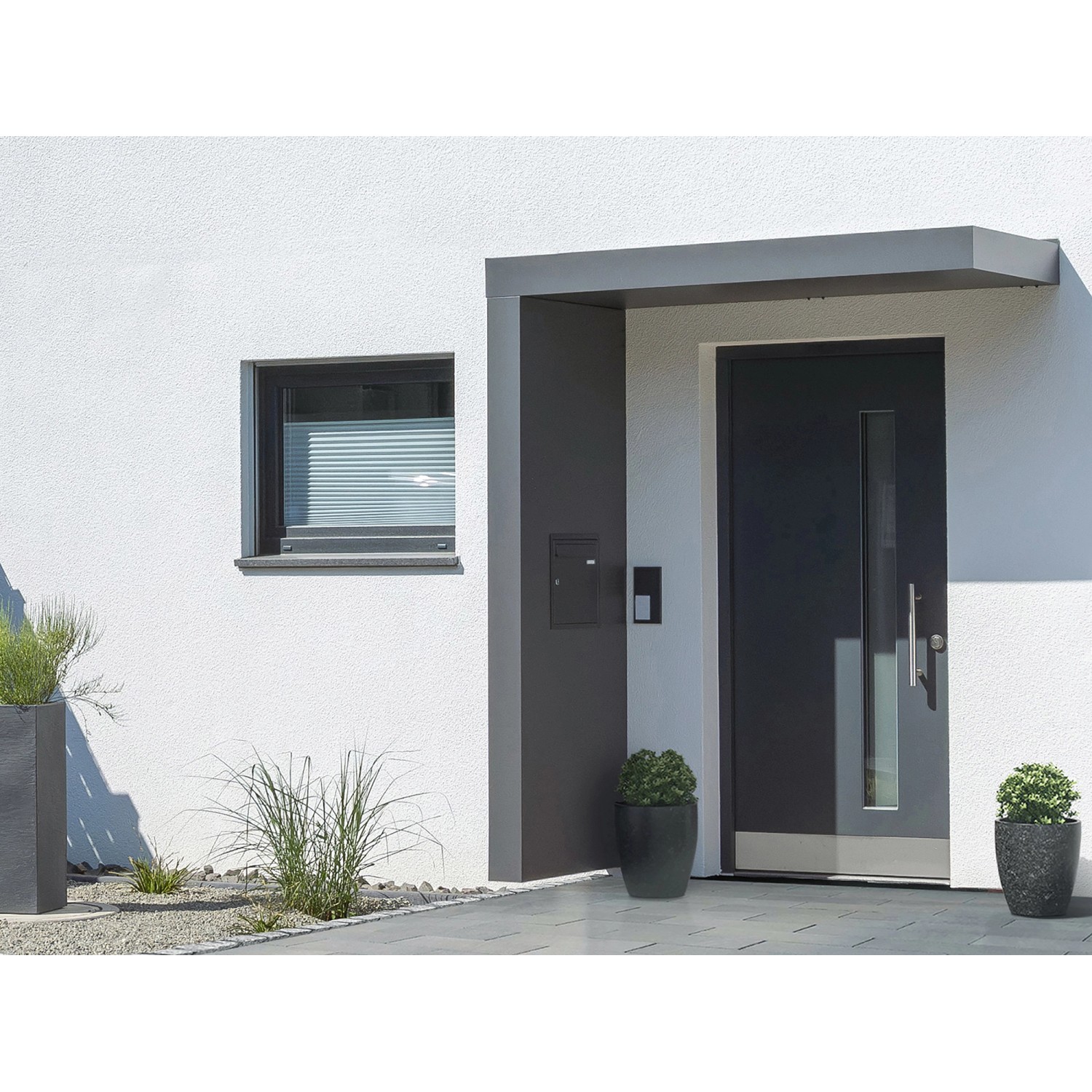 Gutta Rechteckvordach BS PLUS 200 x 90 cm Seite Links und Briefkasten Anthrazit von Gutta