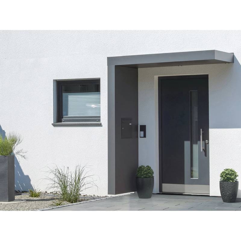 Gutta Rechteckvordach BS PLUS 200 x 90 cm Seite Links und Briefkasten Anthrazit von Gutta