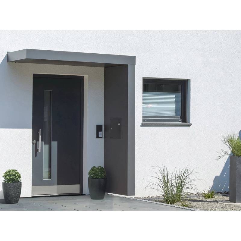 Gutta Rechteckvordach BS PLUS 200 x 90 cm Seite Rechts und Briefkasten Anthrazit von Gutta