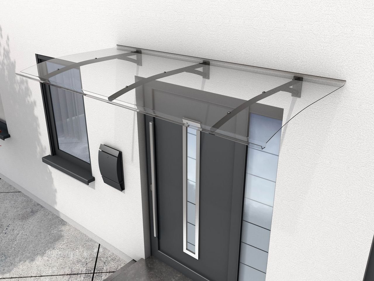 Gutta Vordach PT Secco 200 anthrazit, Polycarbonat klar Gutta Vordach PT Secco 200 anthrazit, Polycarbonat klar von Gutta