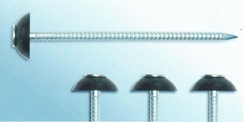 Nägel für Bitumenwellplatten - Gutta - Spezialnagel 2,8 x 70 mm - gerillter verzinkter Drahtnagel mit Kunststoffdichtung rund (100, grün) von Gutta