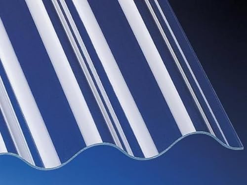Polycarbonat Wellplatten Lichtplatten Profil 76/18 Sinus (Welle) - 1,3 mm - glatt - glasklar - uneingeschränkt hagelfest - Lichtdurchlässigkeit > 90% - 19,90 Euro/m² (2500 mm) von Gutta