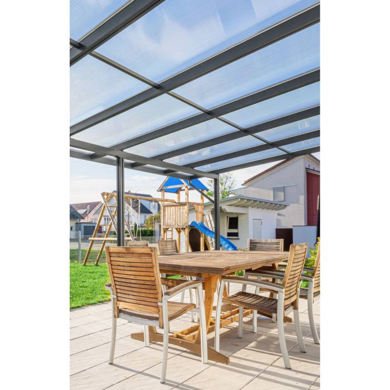 Gutta Terrassendach Premium Anthrazit Stegplatten PC SO Klar 9.135 mm x 5.060 mm von Gutta