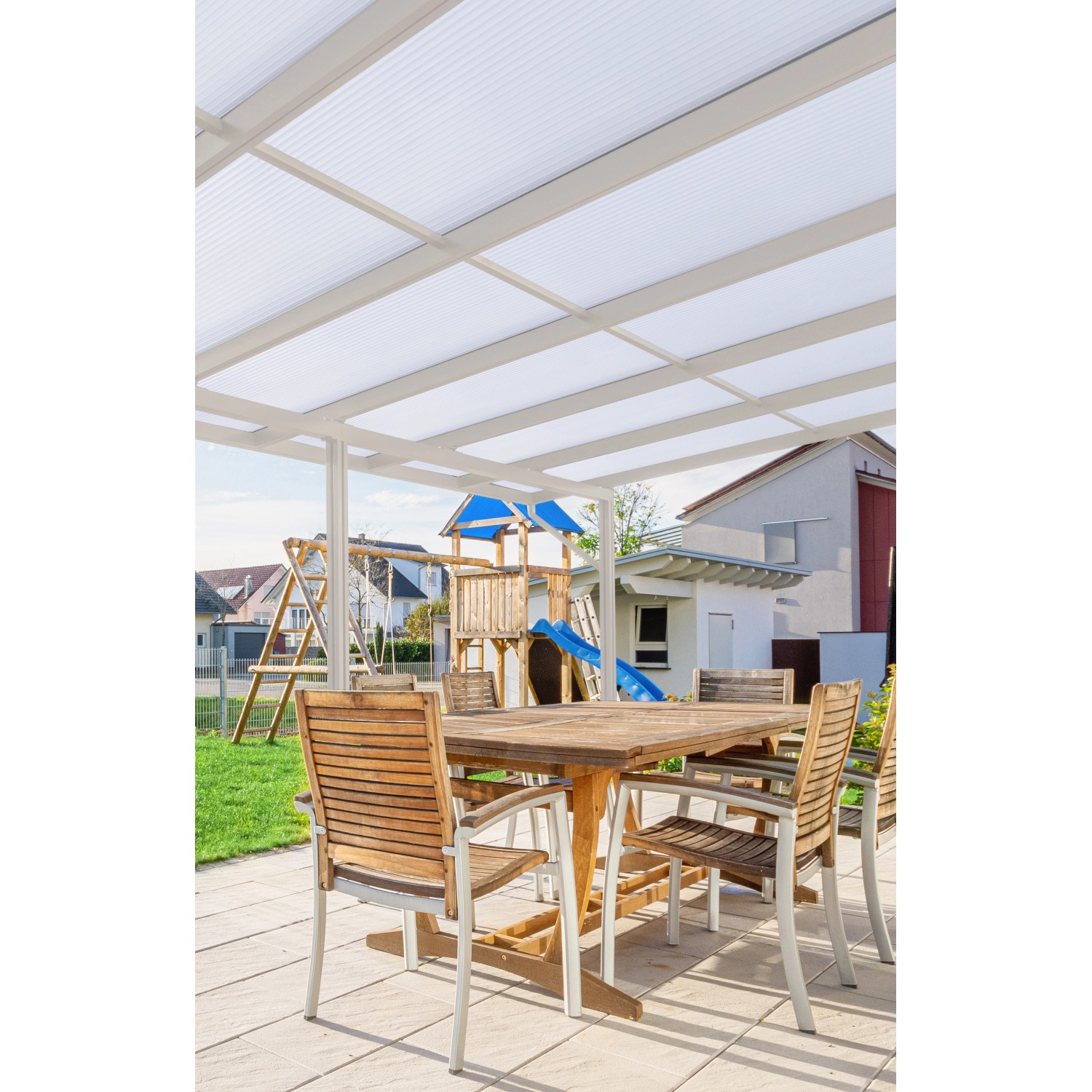 Gutta Terrassendach Premium Weiß Stegplatten Acryl Klima Blue 10.140 x 3.060 mm von Gutta