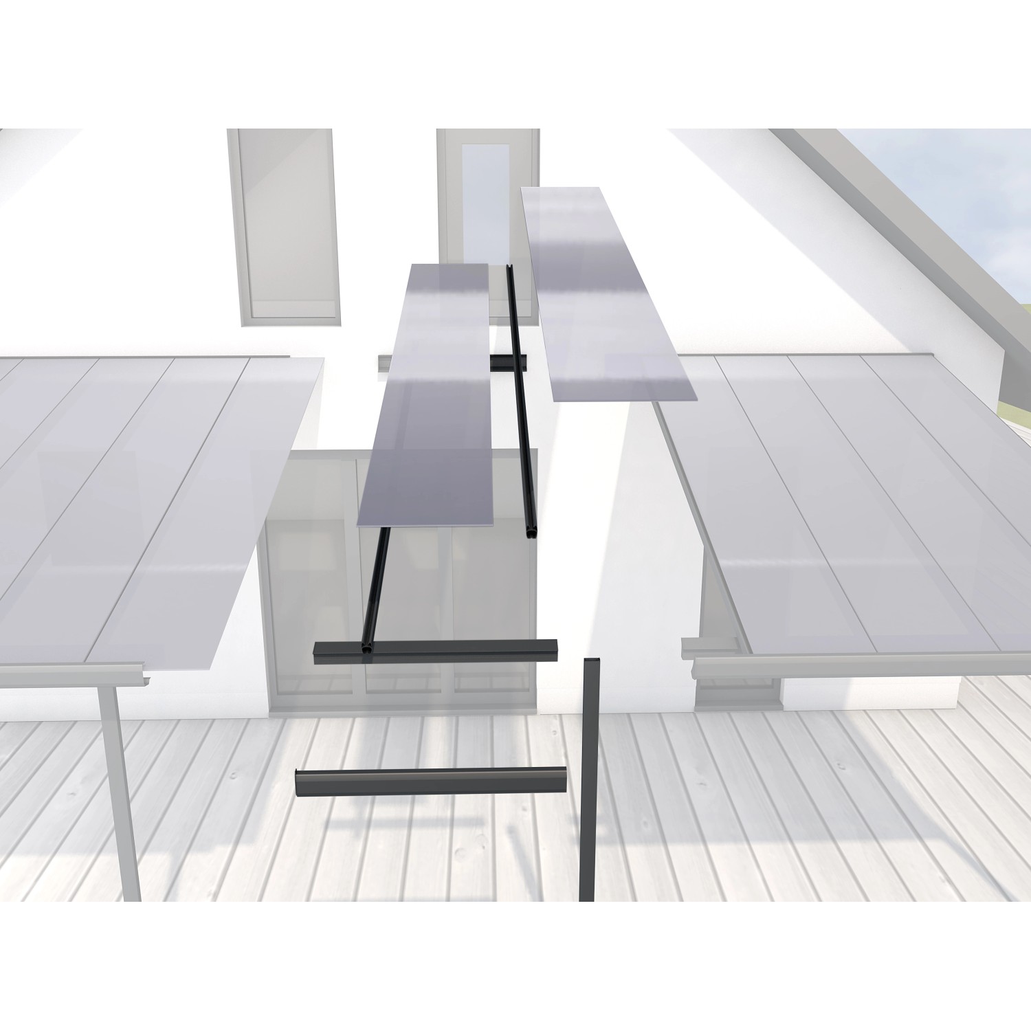 Terrassenüberdachung Erweiterungsmodul B: 120 cm x T: 306 cm Anthrazit von Gutta
